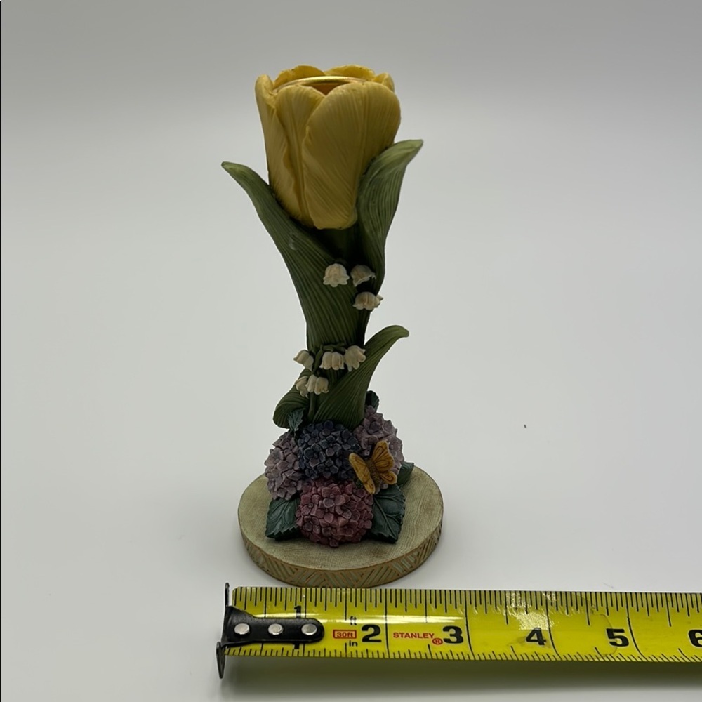 Vintage Handpainted Petals 'N More Pedestal Candle Holder By Artisan Flair Rare - Picture 3 of 9
